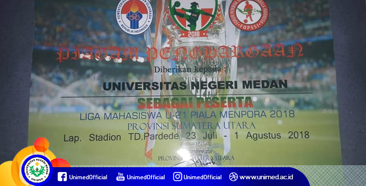 Tim Sepak Bola U-21 Unimed Juara Liga Mahasiswa Piala Kemenpora Tingkat Sumut