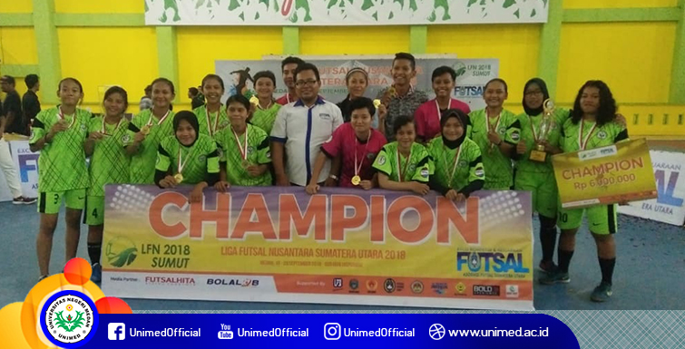 Tim Futsal Putri Unimedwomen FC Juara Liga Futsal Nusantara Sumut 2018