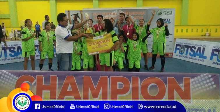 Tim Futsal Putri Unimedwomen FC Juara Liga Futsal Nusantara Sumut 2018