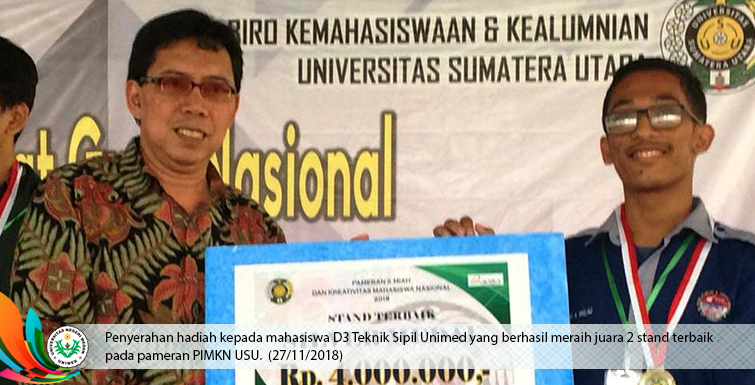 Mahasiswa D3 Teknik Sipil Unimed Raih Juara 2 Stand Terbaik di PIKMN USU