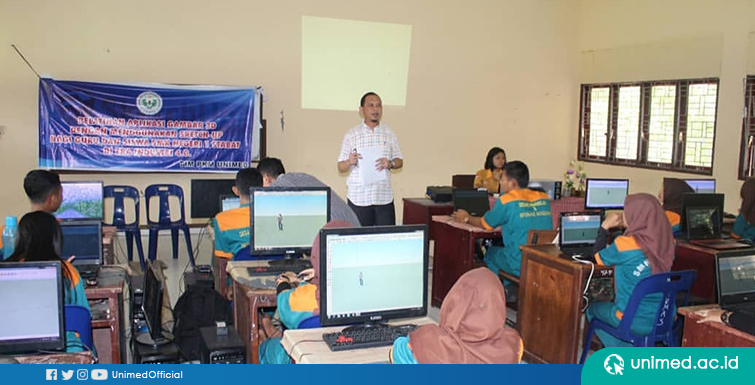 UNIMED Gelar Workshop Penggunaan Aplikasi Gambar 3D Sketchup di SMK Negeri 1 Stabat