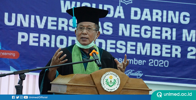 UNIMED Wisuda 1107 Wisudawan, Rektor Ajak Lulusan Jadi Duta Pencegahan Penyebaran COVID-19