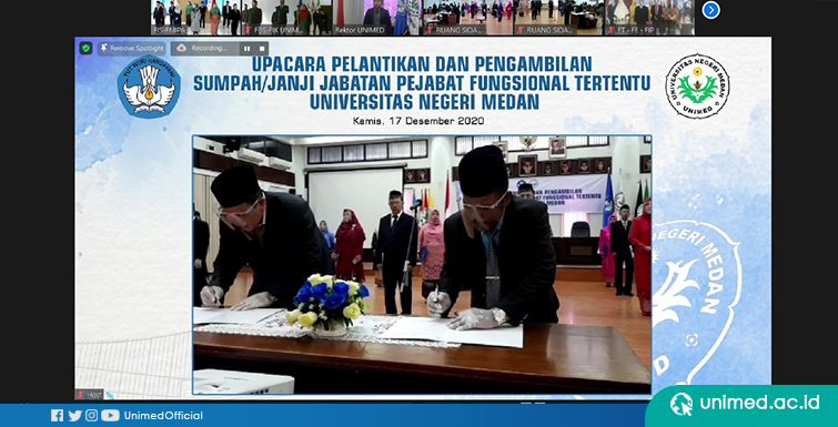 Rektor UNIMED Lantik 59 ASN dalam Jabatan Fungsional