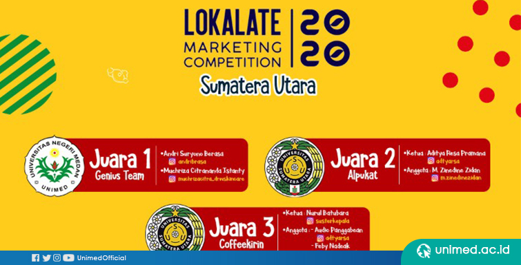 Mahasiswa UNIMED Raih Juara 1 di Lokalate Competition Marketing