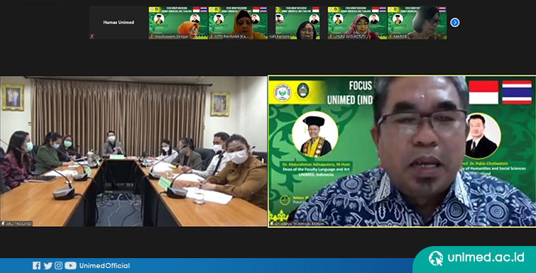 Rancang Kegiatan Kerjasama, FBS UNIMED dan ARU Thailand Gelar FGD Daring