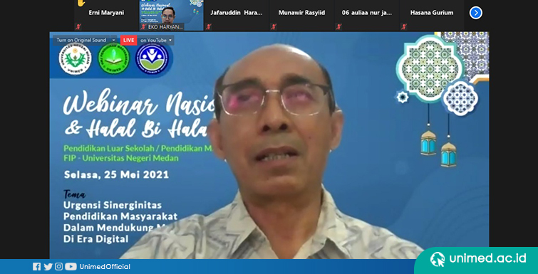 Webinar Nasional dan Halal Bi Halal : PLS/Penmas Unimed Tingkatkan Sinerginitas Pendidikan Masyarakat dalam Mendukung Merdeka Belajar