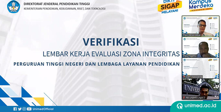 Persiapkan untuk Terima Predikat WBK/WBBM, UNIMED Ikuti Kegiatan Verifikasi Zona Integritas