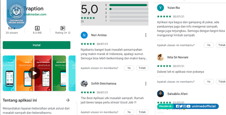 Tuntaskan Masalah Sampah Kota Medan, Tim PKM-PI UNIMED Ciptakan Aplikasi Android “Traption”