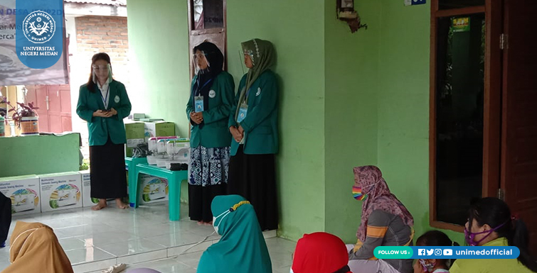 Tim PHP2D UNIMED Beri Sosialisasi dan Pelatihan Pembuatan Masker Reusable Berbahan Dasar Kain Perca