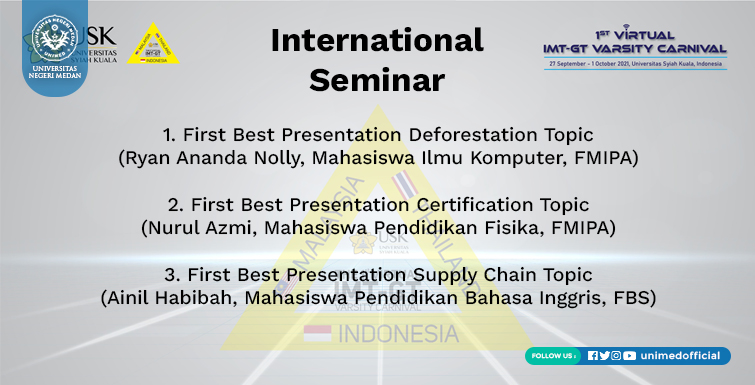 3 Mahasiswa Unimed Raih “First Best Presentation” di IMT-GT 2021