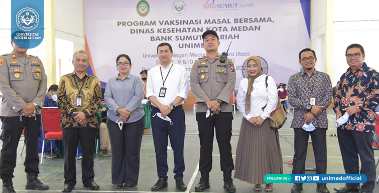 UNIMED Bersama dengan Dinkes Kota Medan dan Bank Sumut Syariah Gelar Vaksninasi Masal