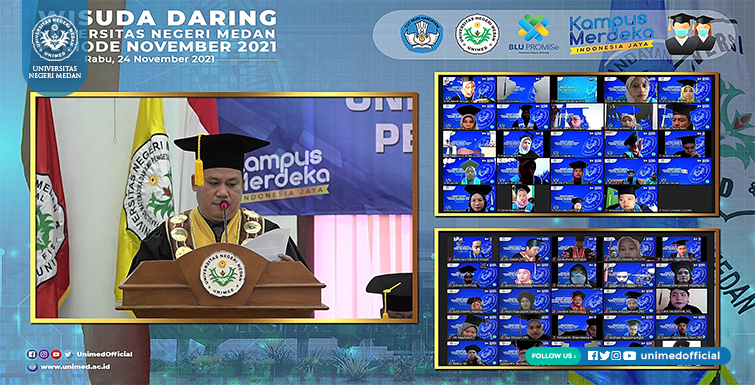 Rektor UNIMED Wisuda 1381 Lulusan Doktor, Magister, Sarjana dan Ahli Madya Secara Daring