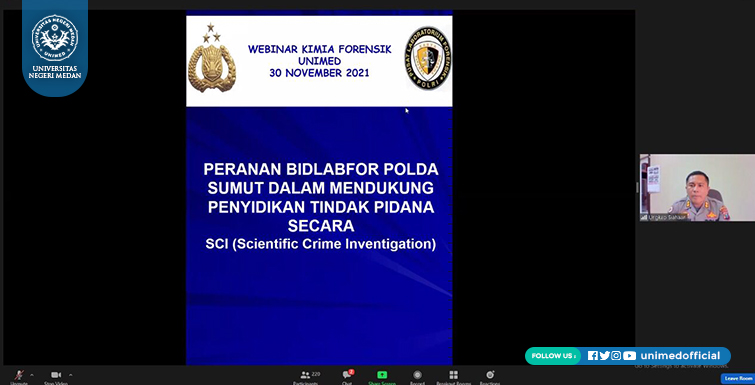 Webinar Prodi Kimia FMIPA UNIMED : Mengenal Jenis dan Prinsip Dasar Ilmu Forensik