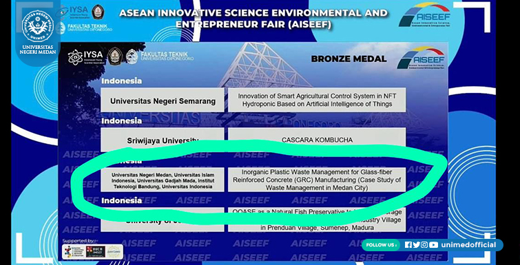 Mahasiswa FT Unimed Raih Medali Perunggu di AISEEF 2022