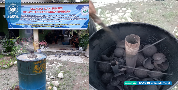 LPPM Unimed Beri Pelatihan Pembuatan Arang Melalui Teknologi “Smart Burning Drum” di Asahan